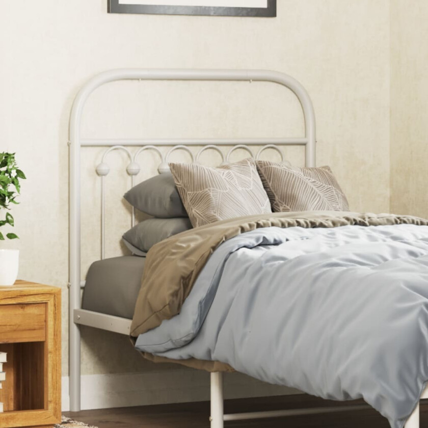 Sengegavl i metall hvit 75 cm