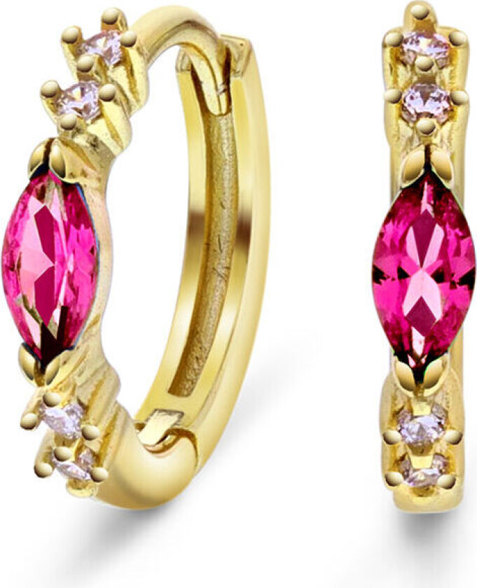 , Øreringer i 925 forgylt sølv med rosa zirkonia