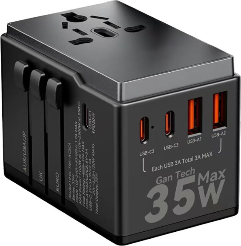 A35 Universal Travel Adapter Black