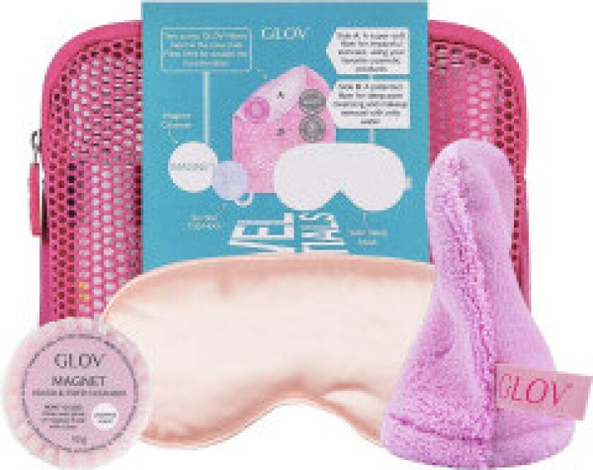 _set Travel Essentials Dual Fibre Mitt & Satin Sleep Mask e % Satin Sleep Mask + Magnet Cleanser Stick & Vacuum Cup Hook 1x Magnetic Cleanser Stick & Vacuum Cup Hook + Cosmetic Bag