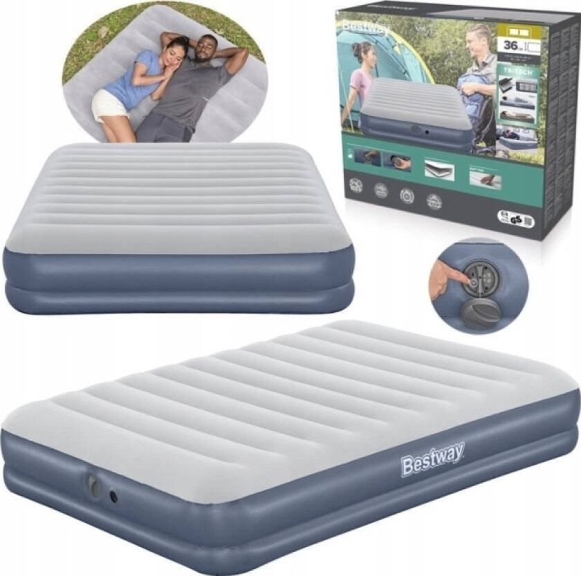 Tritech™ Air Mattress Queen Inflatable Spare Bed, Built-In Pump, 203 X 152 X 36 Cm