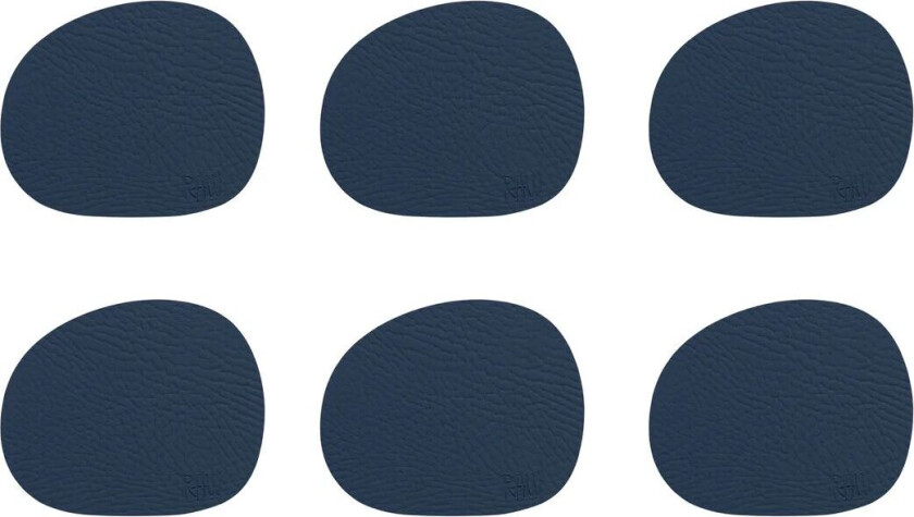 Aida Raw glassunderlag lær 6-stk. Mørkeblå