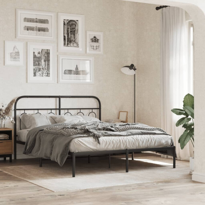 Sengegavl i metall svart 137 cm