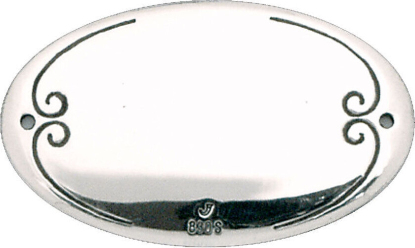 Navnskilt for gravering i 830 oksidert sølv