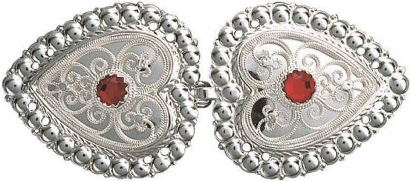 Capespenne i 830 hvitt sølv med rød stein