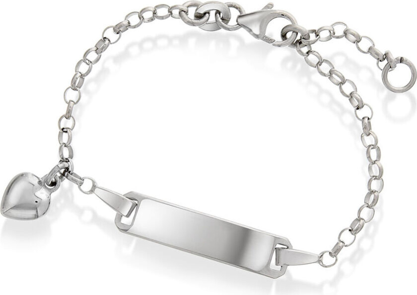 Armbånd til barn i 925 sølv med plate og hjerte