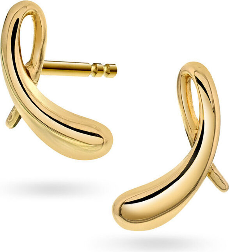 Bilde av , Øredobber i 585 gult gull med vridd blad