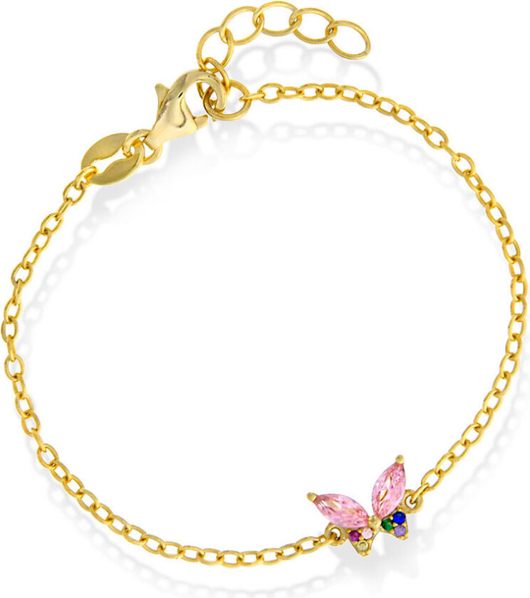 Armbånd til barn i forgylt 925 sølv med zirkonia og sommerfugl
