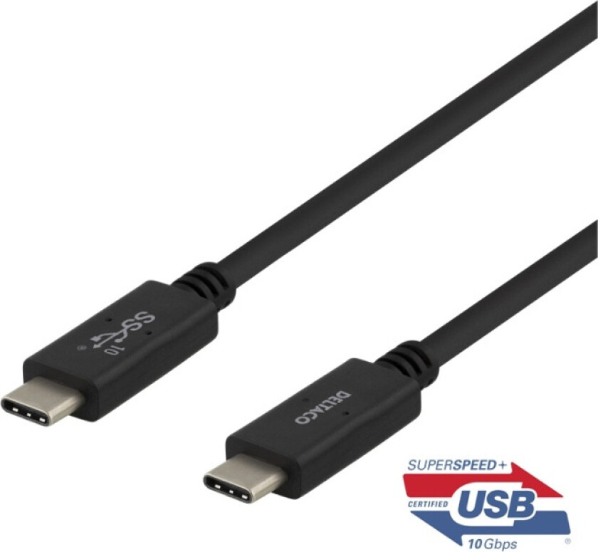 - USB-kabel - USB-C (hann) til USB-C (hann) - USB 3.1 Gen 2 - 5 A - 1 m - USB Power Delivery (5 A, 100 W) - svart