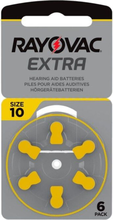 Høreapparatbatterier Gul ZA10 6-pk.