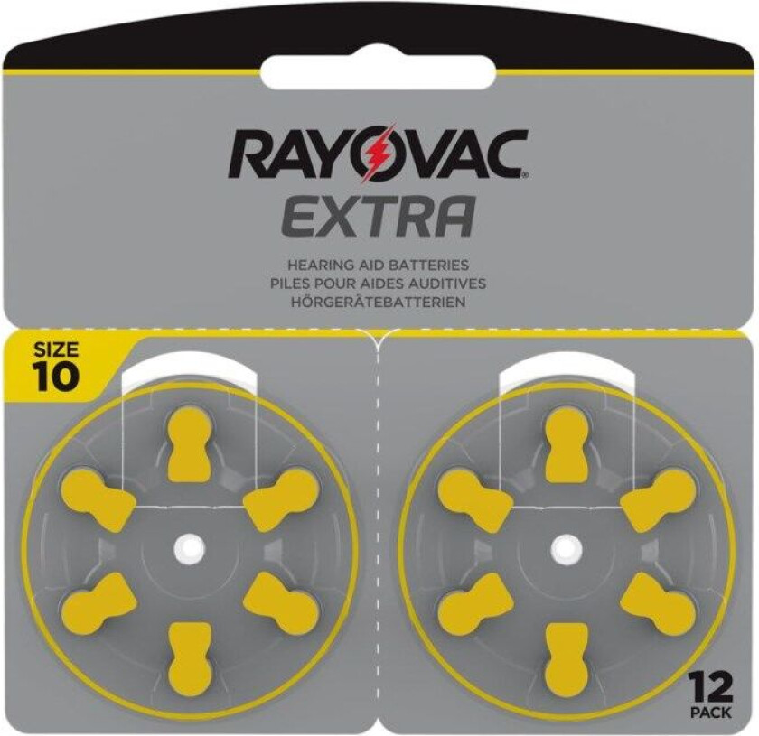 Høreapparatbatterier Gul ZA10 12-pk.