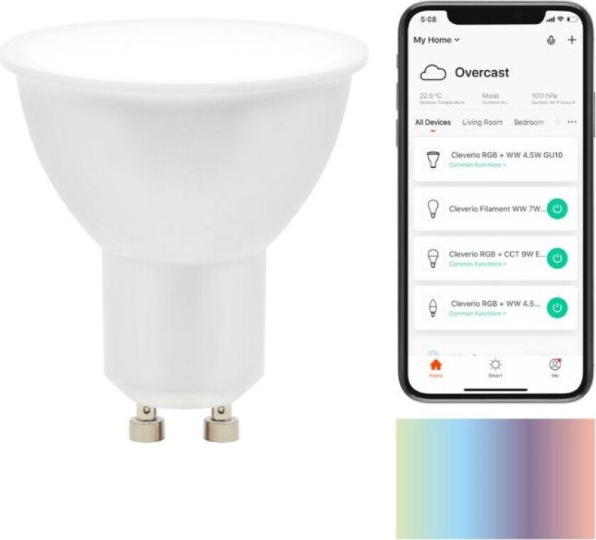 Smart GU10 RGB LED-pære 400 lm