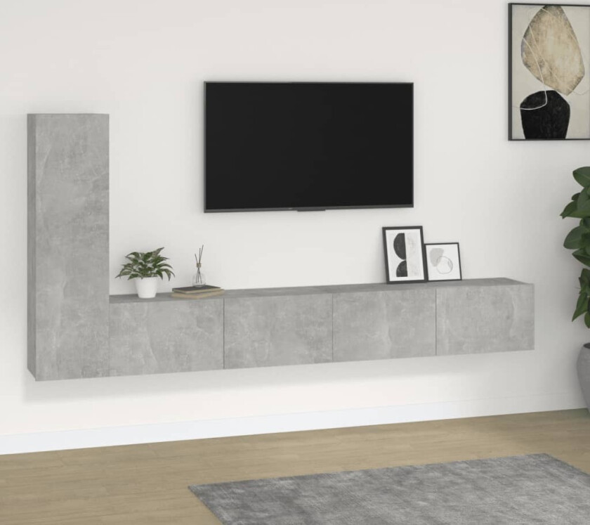 TV-skapsett 3 deler betonggrå konstruert tre