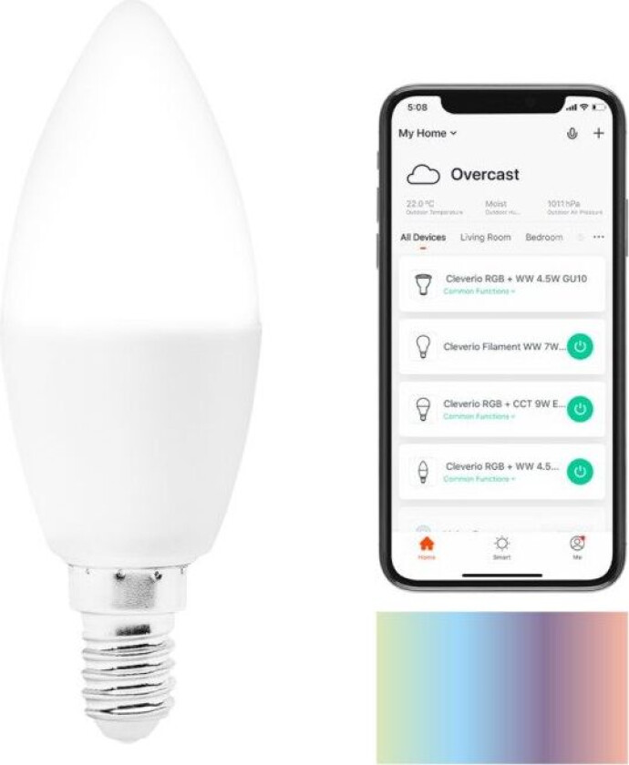 Smart E14 RGB LED-pære 470 lm