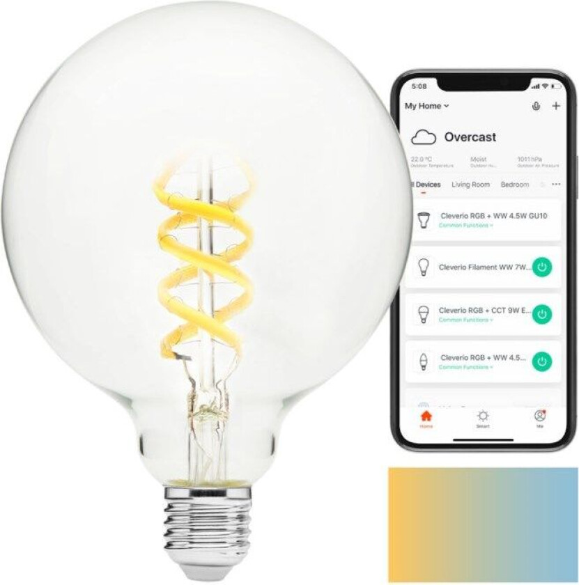 Smart E27 G125 Filament LED-pære 450 lm