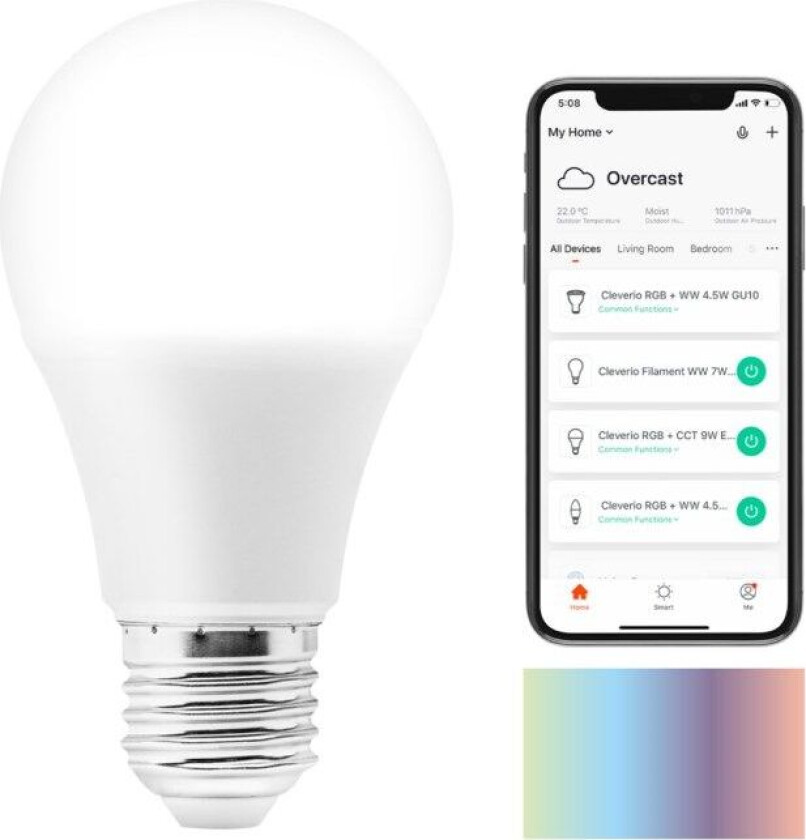 Smart E27 RGB LED-pære 806 lm