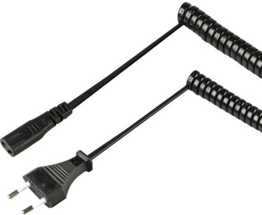 Apparatkabel C1 svart spiral 2 m