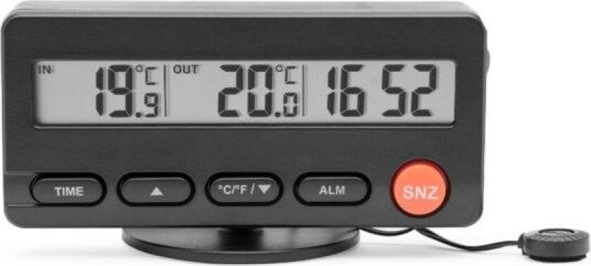 Kjøretøytermometer med vekkerklokke