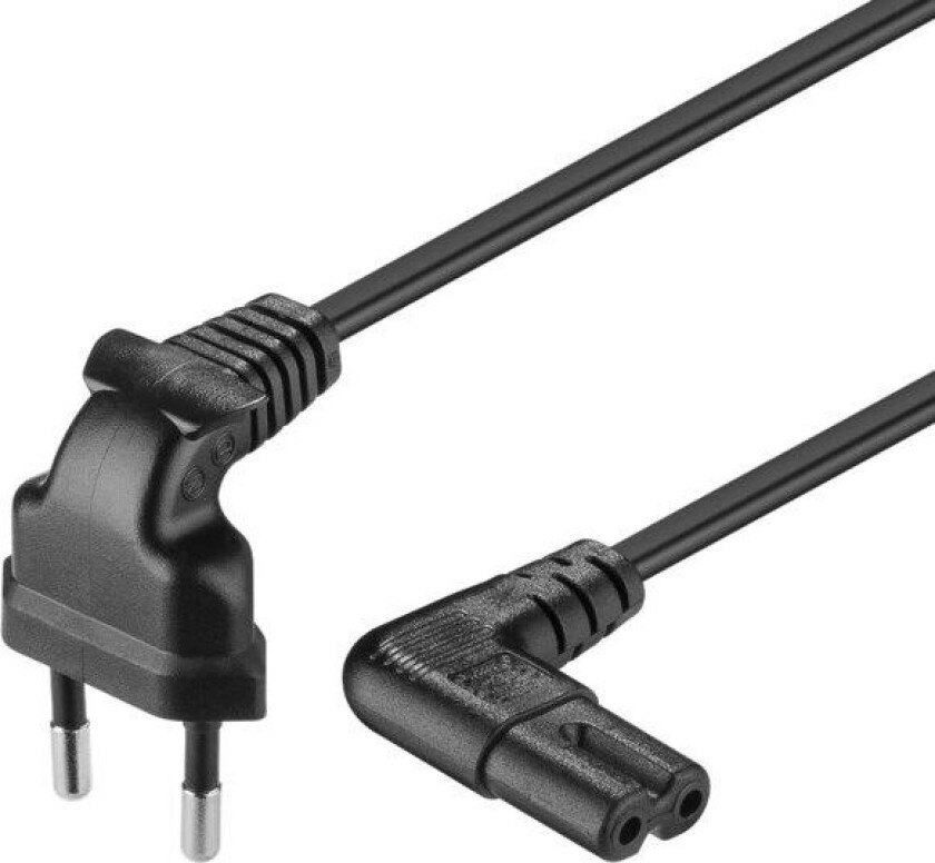 Apparatkabel C7 med vinklede kontakter, svart 3 m