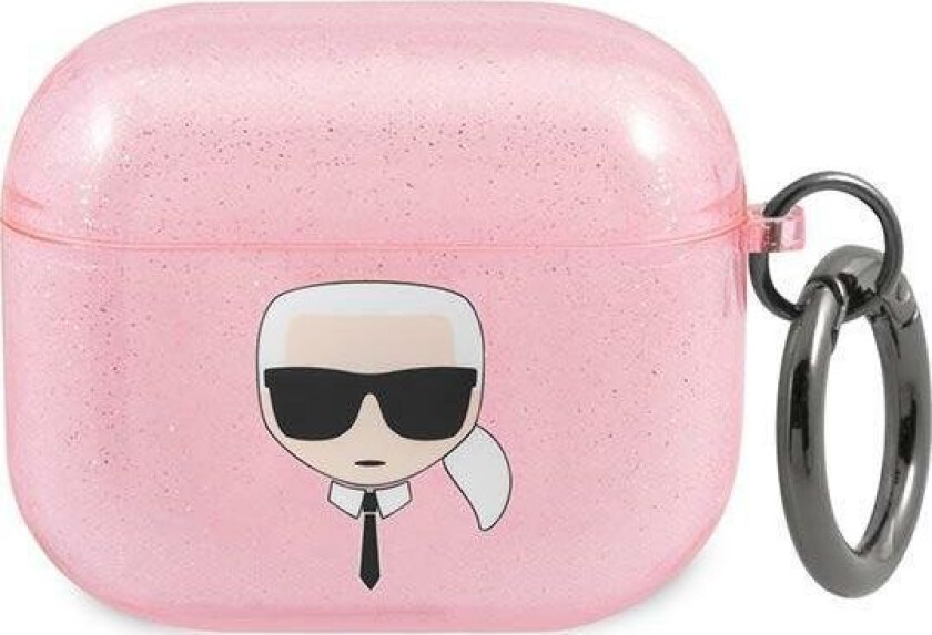 Karl Lagerfeld KLA3UKHGP AirPods 3 deksel rosa/rosa Glitter Karl`s Head