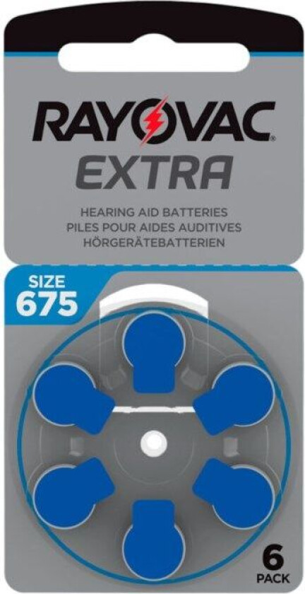Høreapparatbatterier Blå 675P 6-pk.