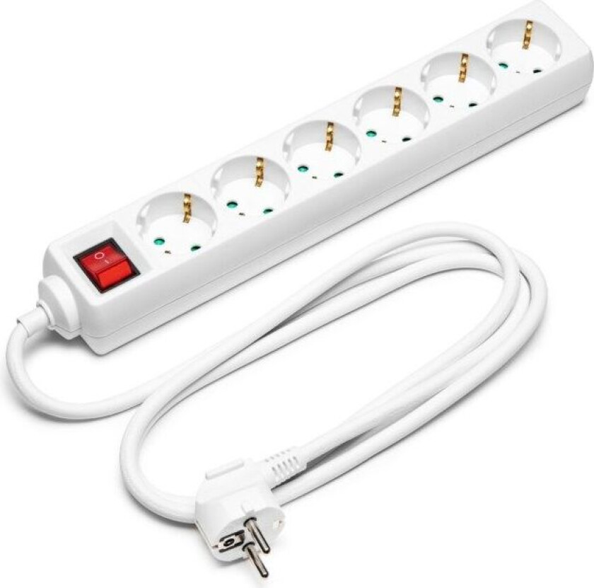 Grenuttak med bryter 6-veis Hvit