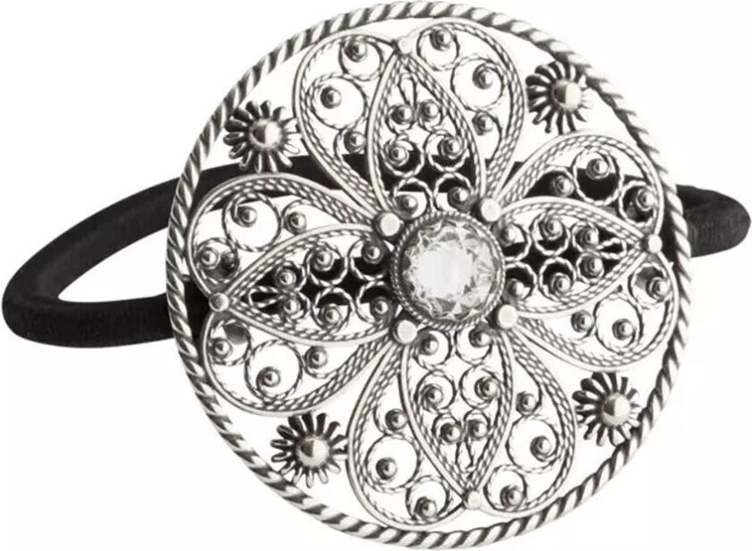 Hårstrikk med filigransdekor i 830 oksidet sølv