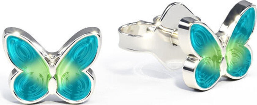 Pia&Per, Øredobber i 925 sølv med turkis emalje sommerfugl