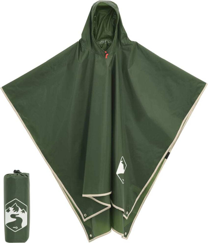 Regnponcho med hette 2-i-1 design grønn 223x145 cm