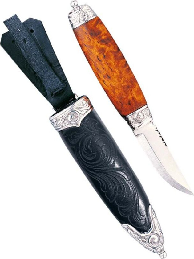 Bilde av Bunadskniv Ola i 925 oksidert sølv med håndskåret slire