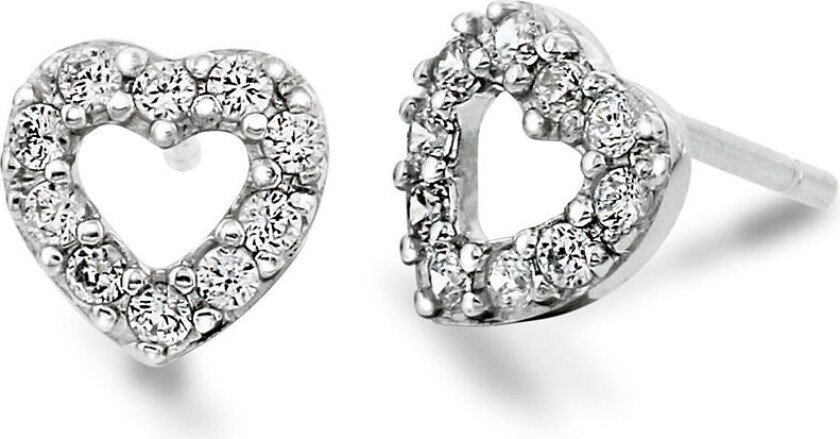 , Øredobber i 925 sølv med zirkonia med hjerte