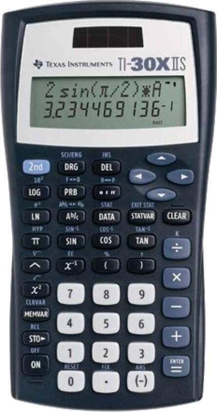 TI-30X IIS, Lomme, Vitenskaplig, 11 sifre, 2 linjer, Batteri/Solcelle, Sort