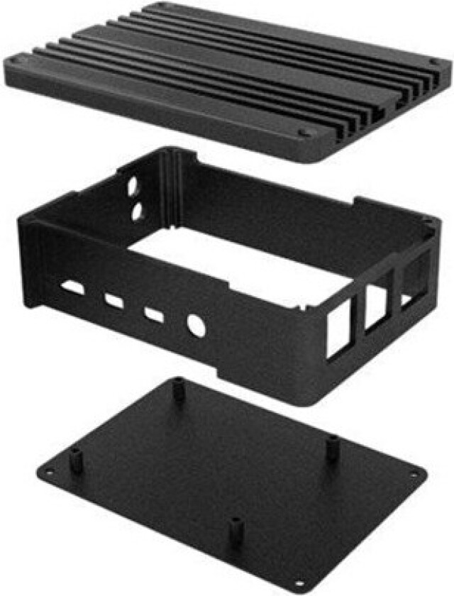 Pi-4 - Boks - eloksert aluminium - svart