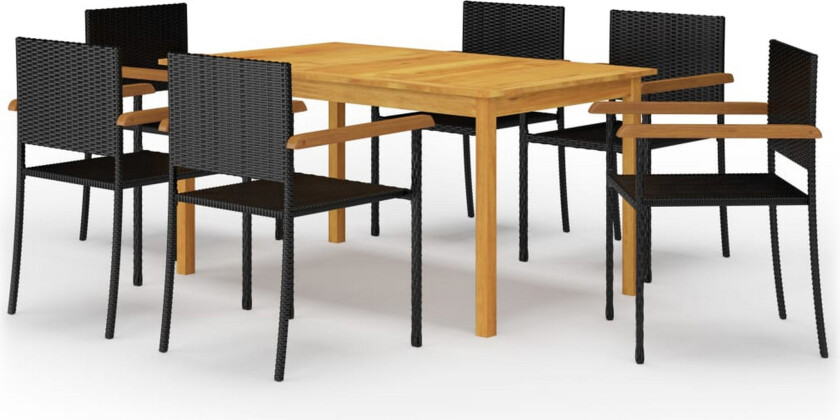 Utendørs spisestue 7 deler svart