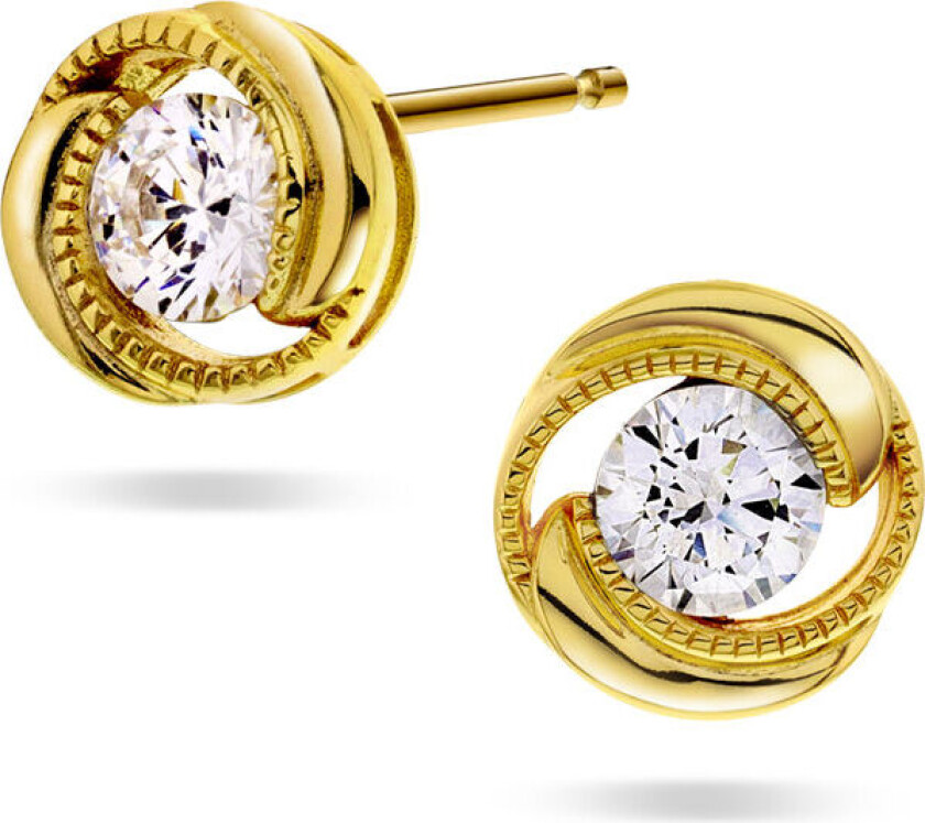 , Øredobber i forgylt 925 sølv med hvit zirkonia