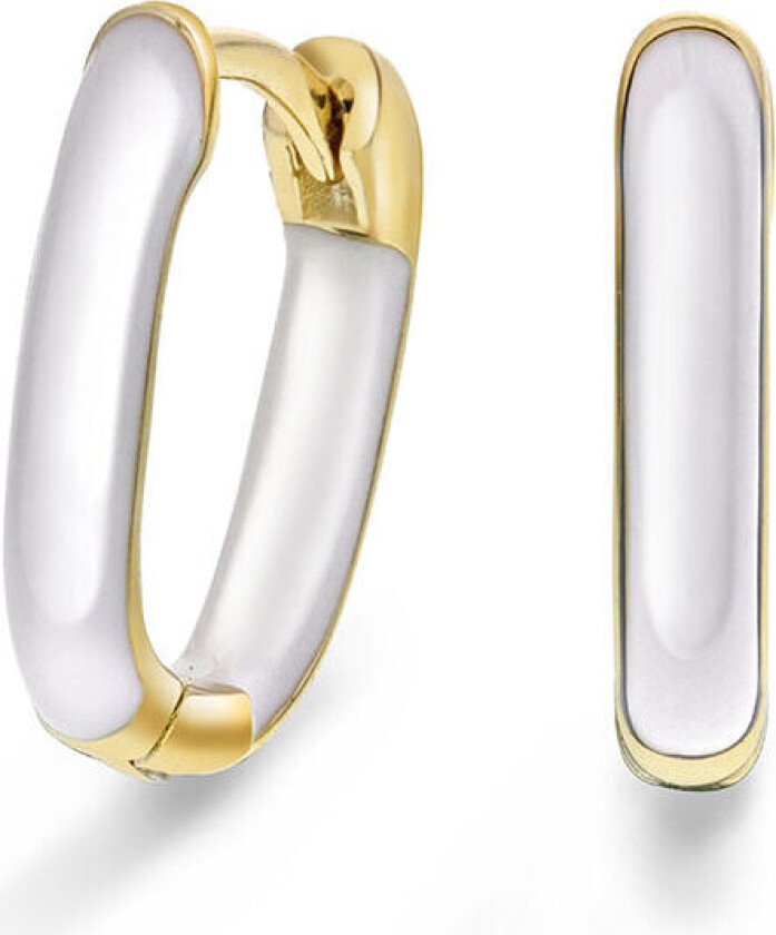 , Emanuella hvite øreringer i 925 forgylt sølv