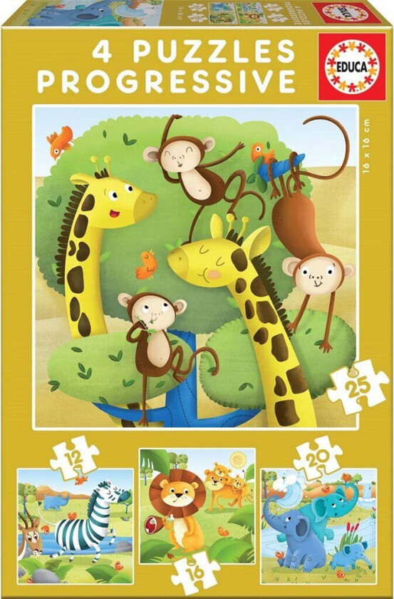 EDUCA BORRAS Wild Animals Progressive puzzle 12-16-20-25pcs