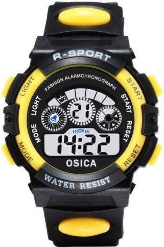 Barneklokke digital svart armbåndsur med LED belysning klokke