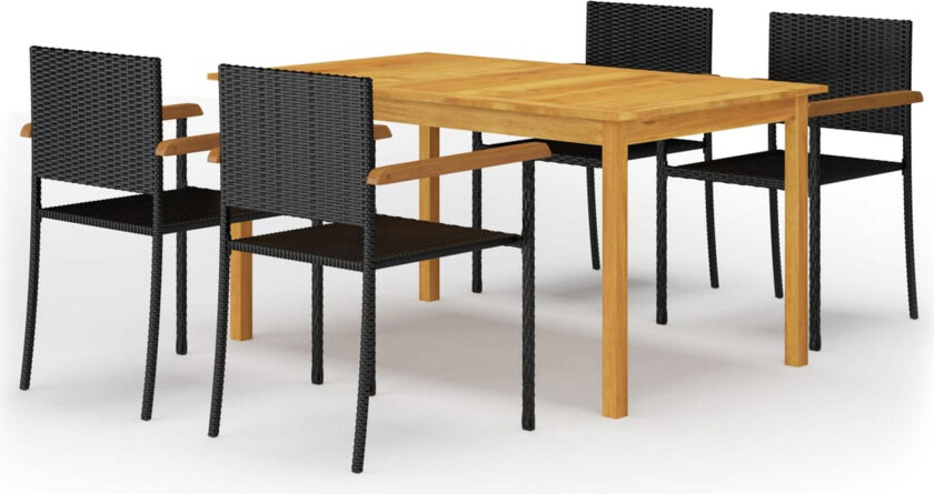 Utendørs spisestue 5 deler svart