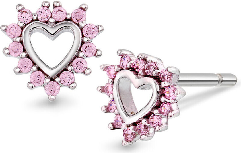 Bilde av , Øredobber til barn i sølv med zirkonia og hjerte