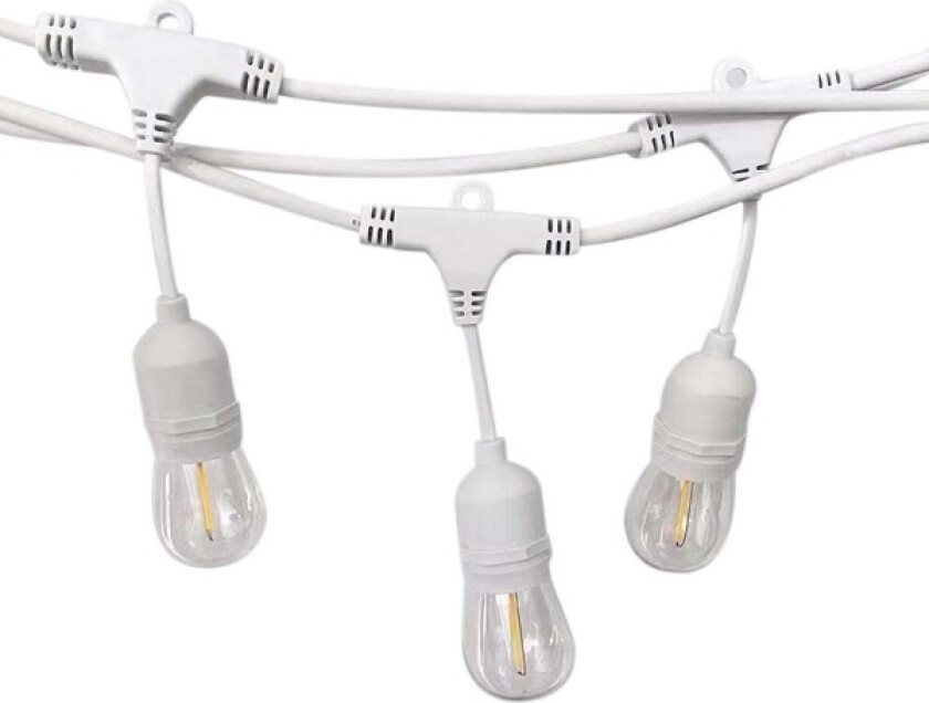 Havegirlande hvid 15 meter 15 E27 Gummi+Stik IP54 VT-713