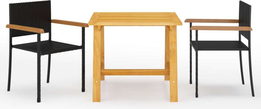 Utendørs spisestue 3 deler svart