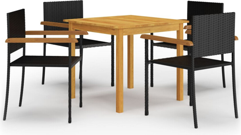 Utendørs spisestue 5 deler svart