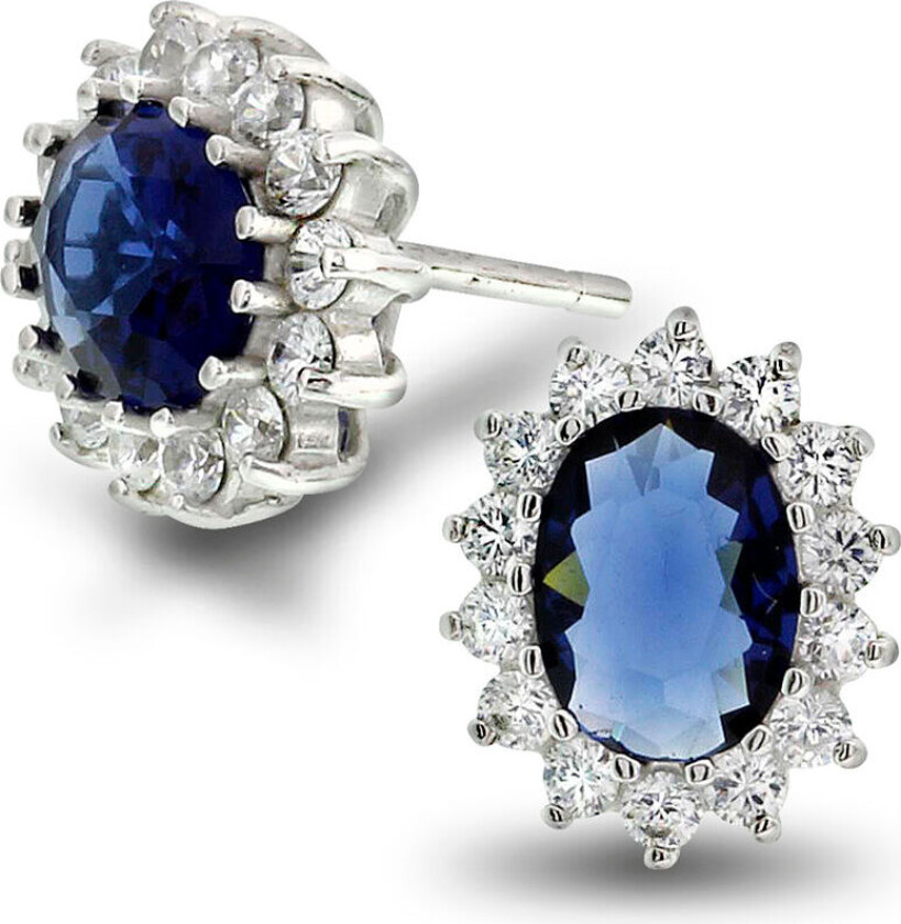, Øredobber i 925 sølv med blå zirkonia