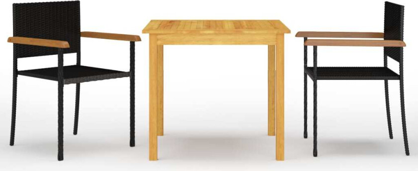 Utendørs spisestue 3 deler svart