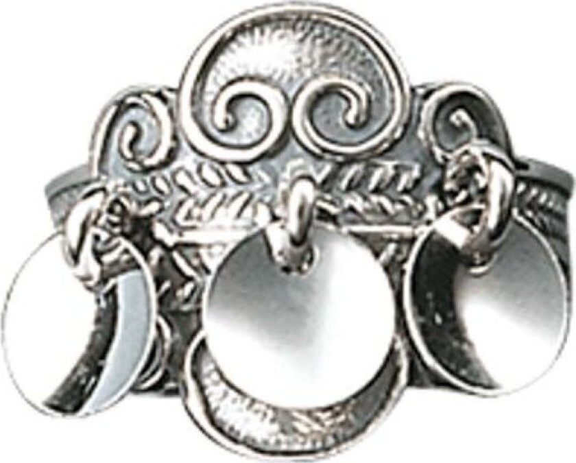 Bunadsring i 830 oksidert sølv med løv