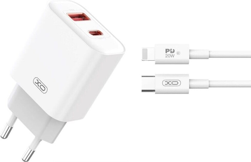 iPhone Hurtiglader USB-C strømadapter 20W + Kabel
