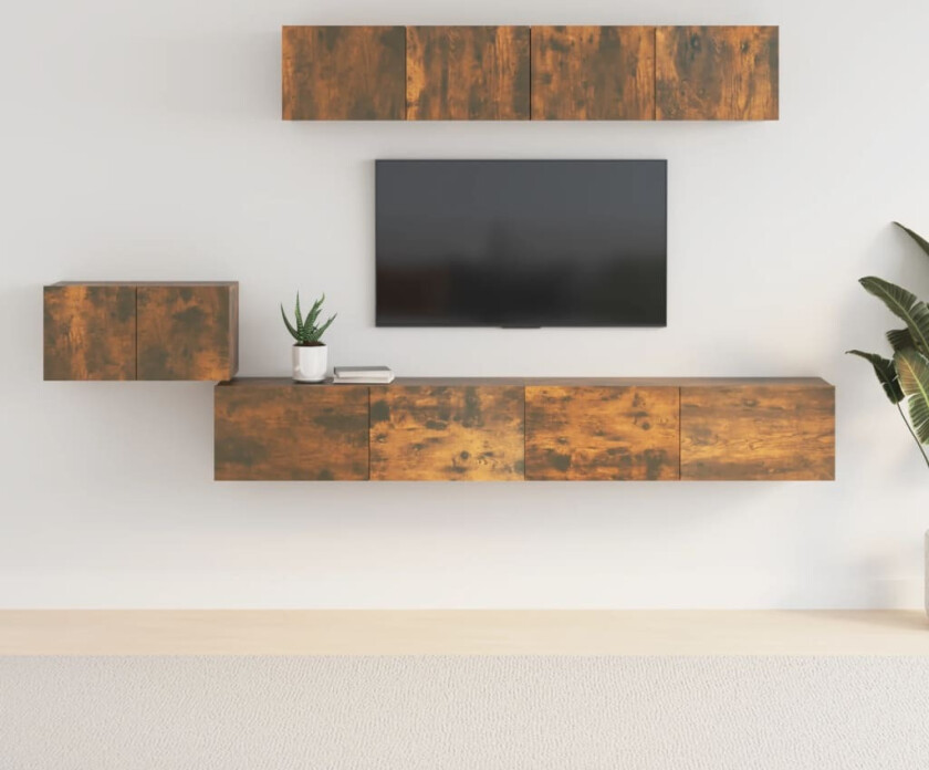 TV-skapsett 5 deler røkt eik konstruert tre