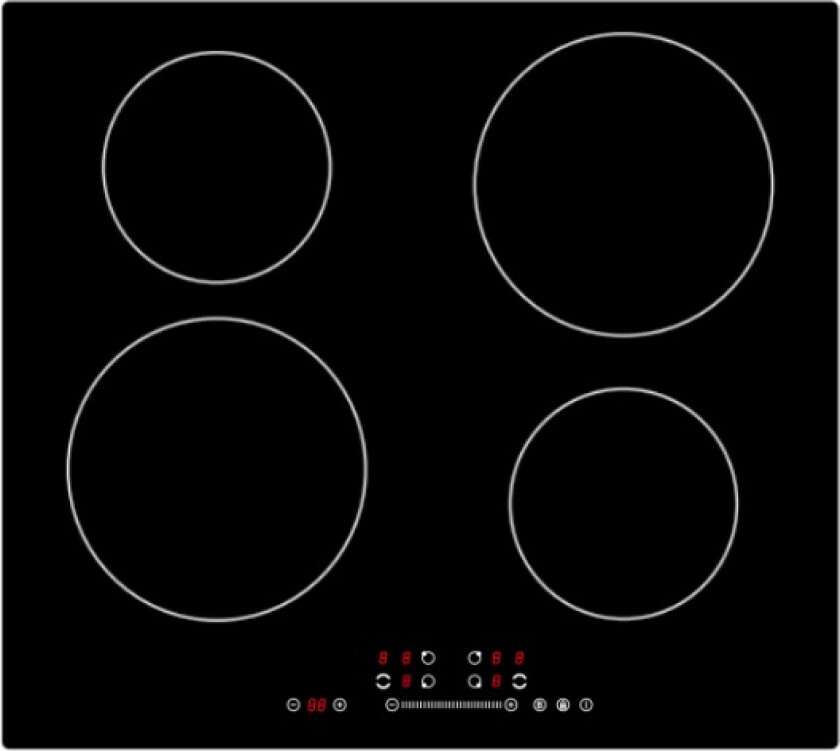 60-IM-05, Sort, Innebygget, 55 cm, Sonebasert induksjon, Glass, 4 zone(s)