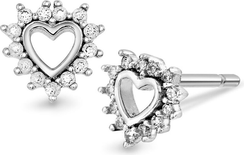 Bilde av , Øredobber til barn i sølv med zirkonia og hjerte